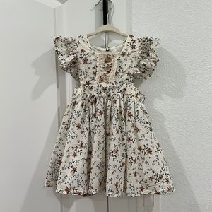 Cream and Floral Toddler Dress Size 12M
